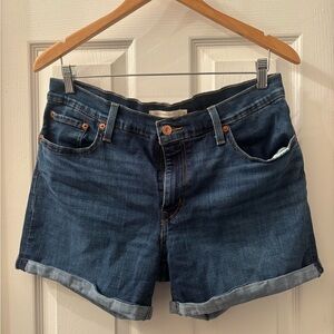 Levi's Dark Blue Denim Roll-Cuff Jean Shorts